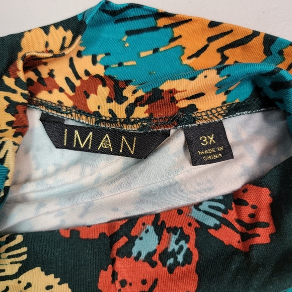 Iman Women's Chic Mockneck Floral Design Long Sleeve Blouse Size 3X - Picture 3 of 6